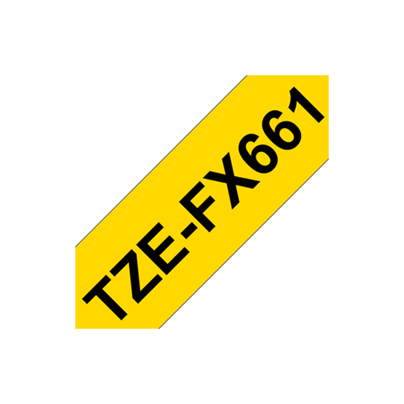 Brother TZe-FX661 Flexible ID Laminated Tape, Black on Yellow, 8 m, 3.6 cm