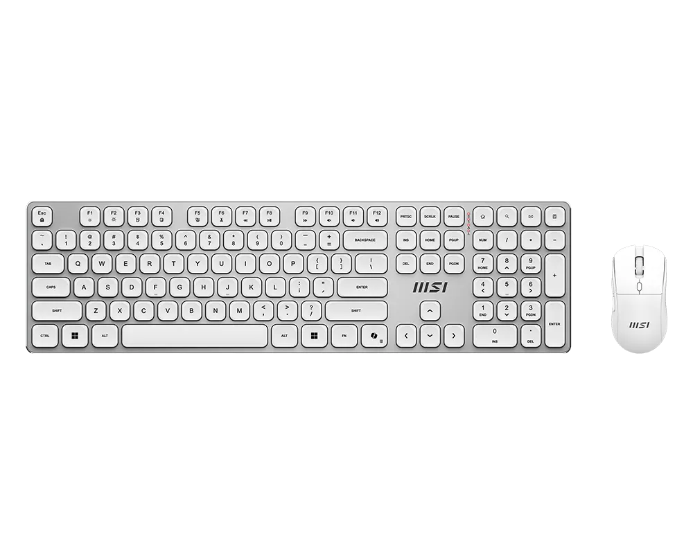 MSI FORGE K210 WIRELESS COMBO WHITE US, Keyboard and Mouse Set, Mouse included