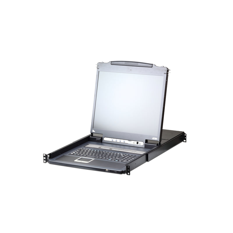 Aten CL5708IN 8-Port PS/2-USB VGA 19" LCD KVM — KVM over IP Switch with Daisy-Chain Port and USB Peripheral Support
