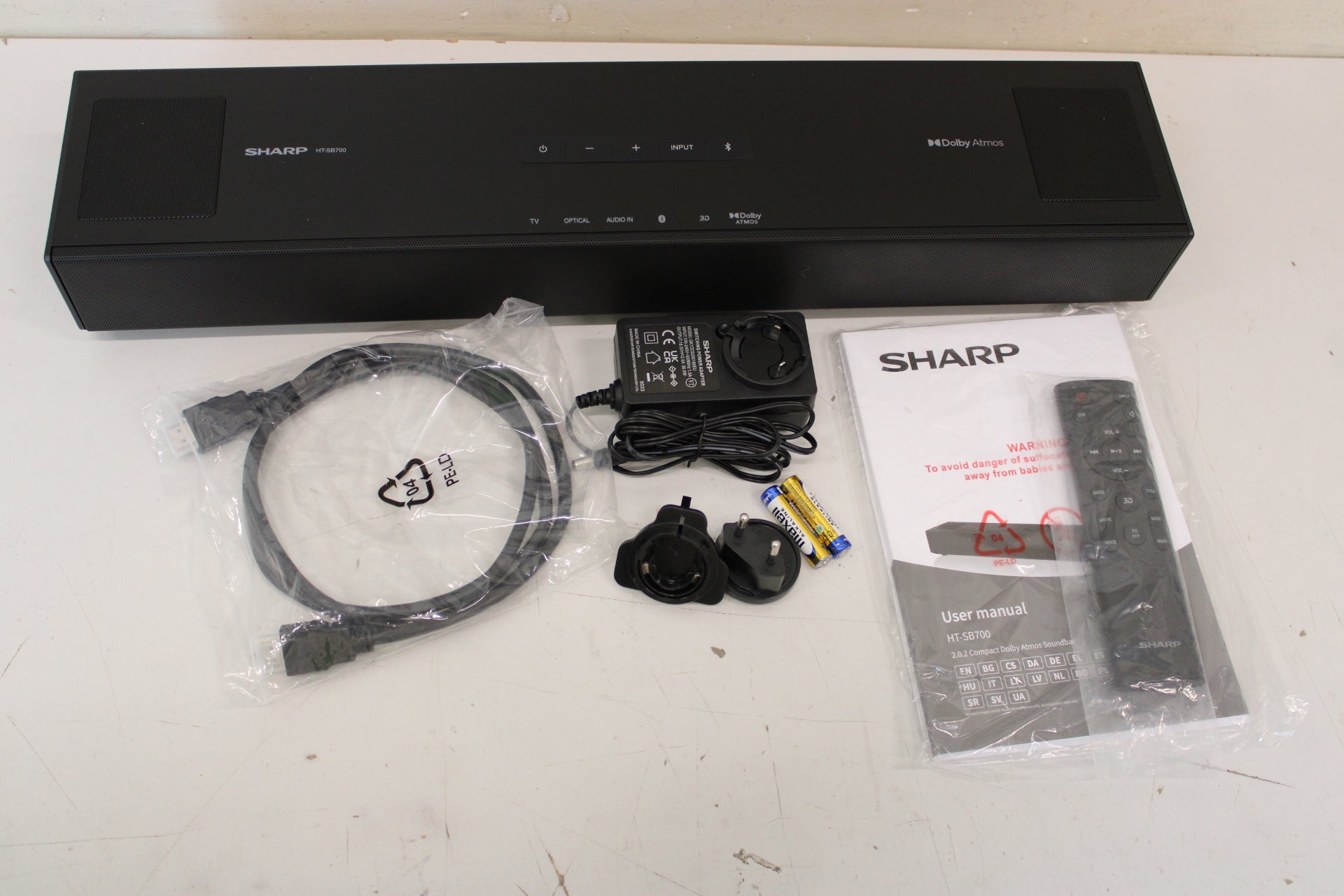 Sharp HT-SB700 — 2.0.2 Compact Dolby Atmos Soundbar, 140 W, Bluetooth, Black