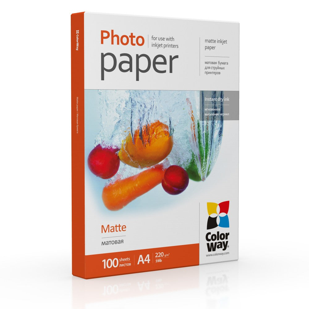 ColorWay PM220100A4 — Photo Paper, Matte, White, 220 g/m²