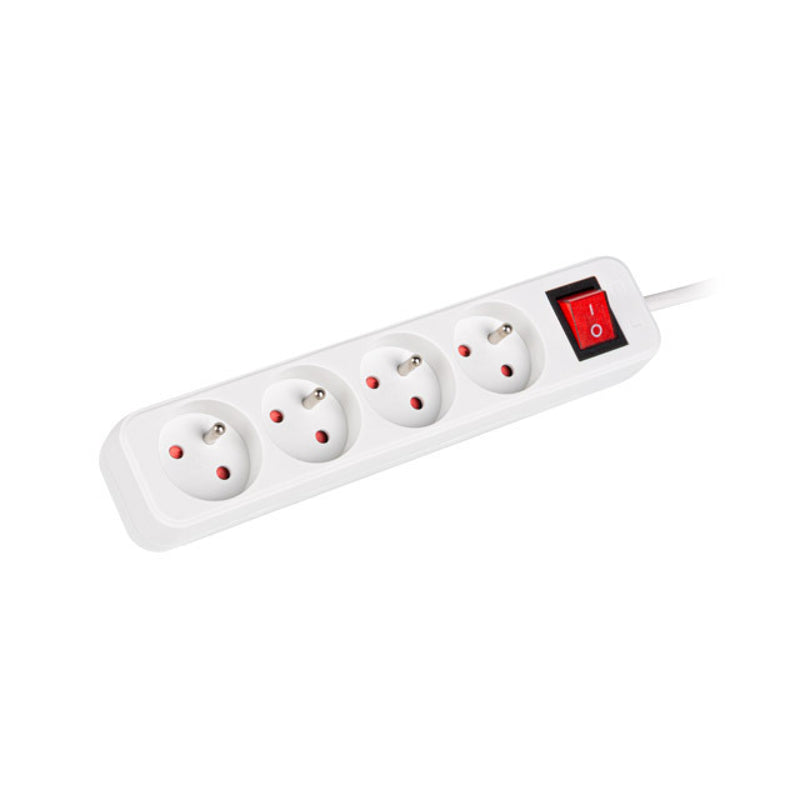 Lanberg PS1-04E-0150-W — Cable Power Strip, 4X French Outlets with Switch, Quality-Grade Copper, 1.5 m