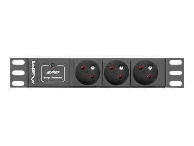 Lanberg PDU-03E-0200-BK — Power Distribution Unit (PDU) 10" 1U 16A 2m 3x French Outlets