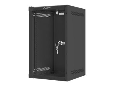 Lanberg WF10-2309-10B — Rack cabinet 10" wall-mount 9U/280x310 (flat pack) with glass door, Black