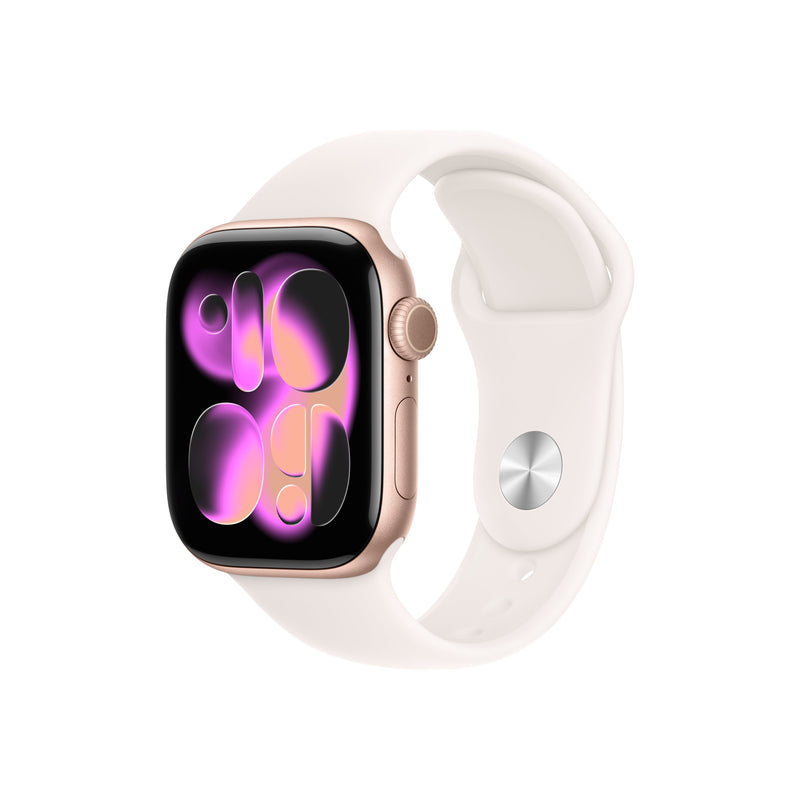 Apple Watch Series 11 GPS + Cellular 42mm Rose Gold Aluminium Case with Light Blush Sport Band - S/M