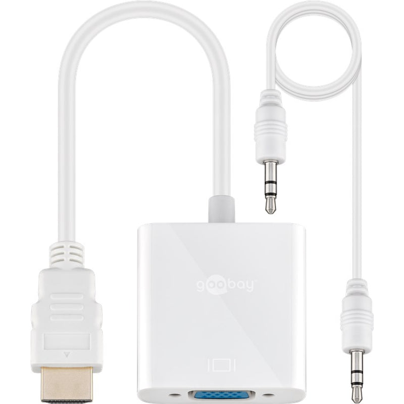 Goobay 51758 — HDMI/VGA adapter, nickel plated, White, HDMI male (type A), VGA female (15-pin)
