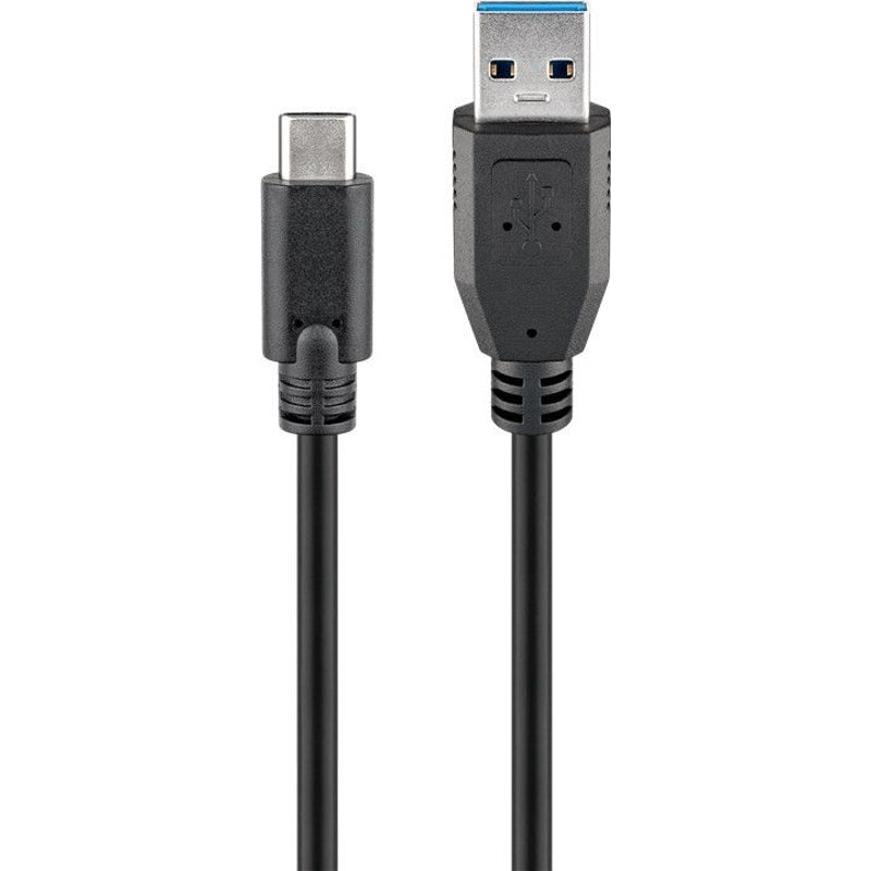 Goobay 71221 USB-C to USB A 3.0 cable, black, 2m, USB-C to USB-A USB-C male, USB 3.0 male (type A)
