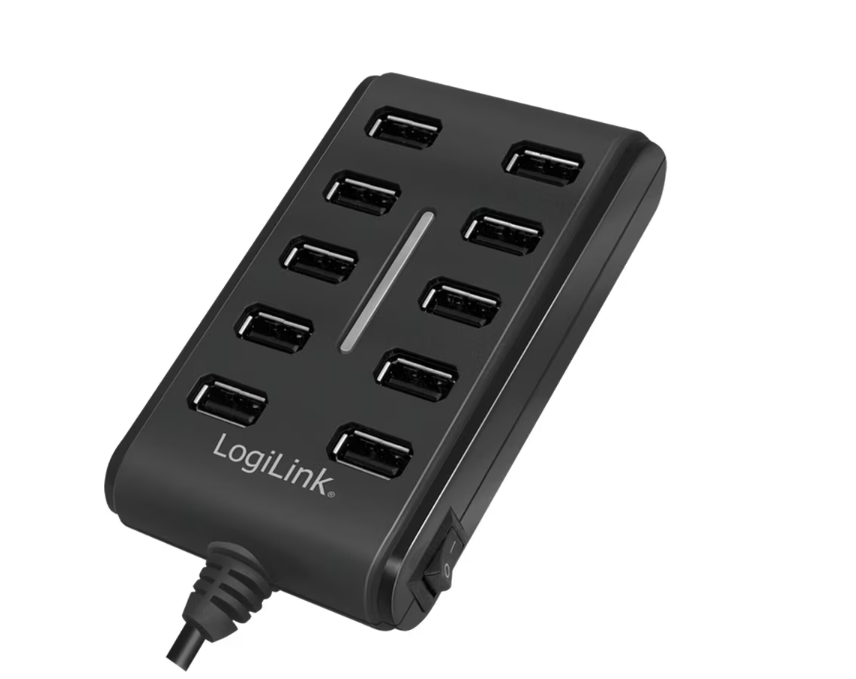 Logilink UA0125 — USB Hub 10-Port USB2.0 with power adapter 3.5A
