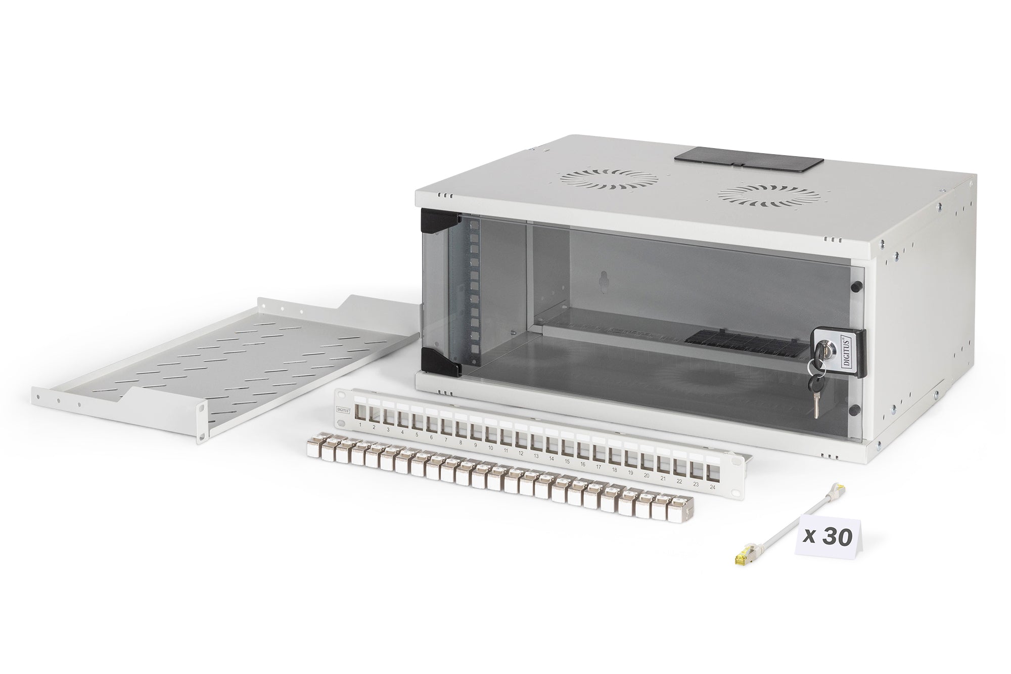 Digitus DN-49200-SET — SOHO Pro network set, 483 mm (19"), 4U, 540 x 400 mm, Light Grey