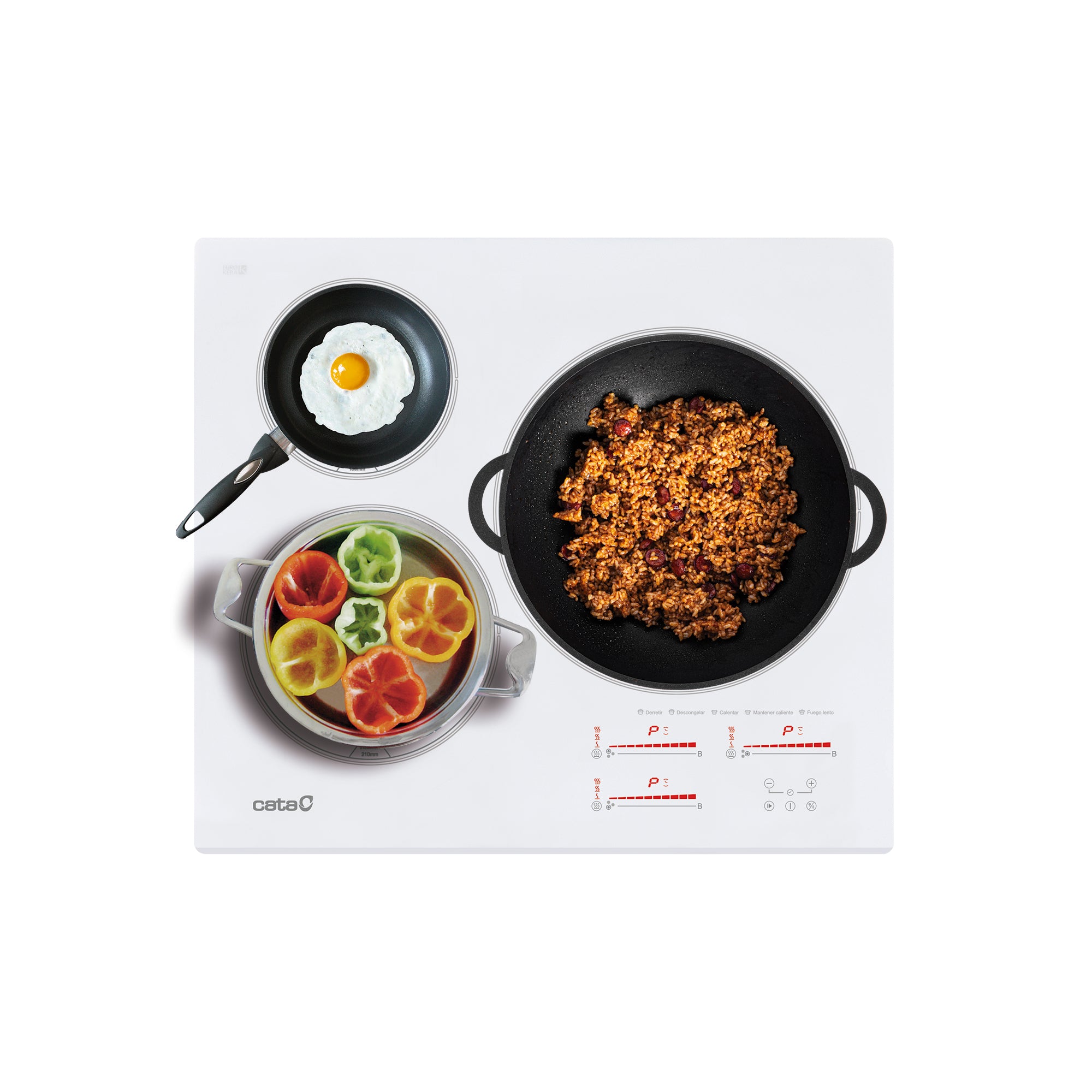 CATA Hob INSB 6030 WH, Induction, Number of burners/cooking zones 3, Slider touch