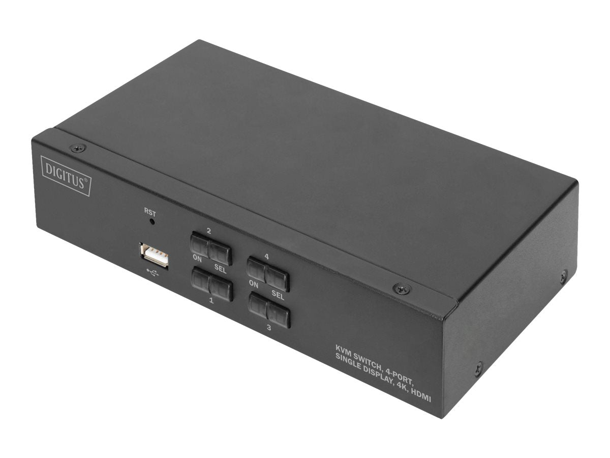 Digitus DS-12880 — KVM Switch, 4 Port, Single Display, 4K, HDMI