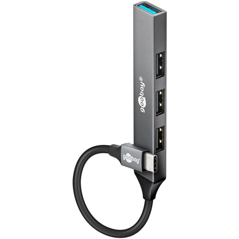 Goobay 74457 — Slim 4-Port USB Hub, USB-C to USB-A, 5 Gbit/s