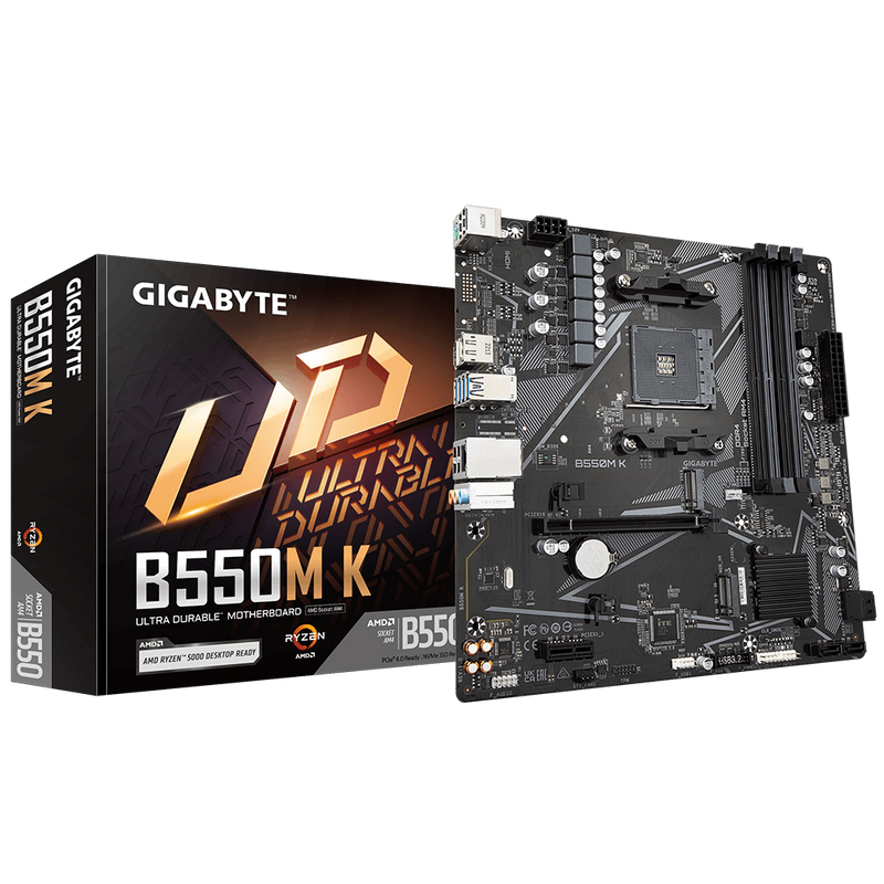 Gigabyte B550M K 1.0 M/B, Processor family AMD, Processor socket AM4, DDR4 DIMM