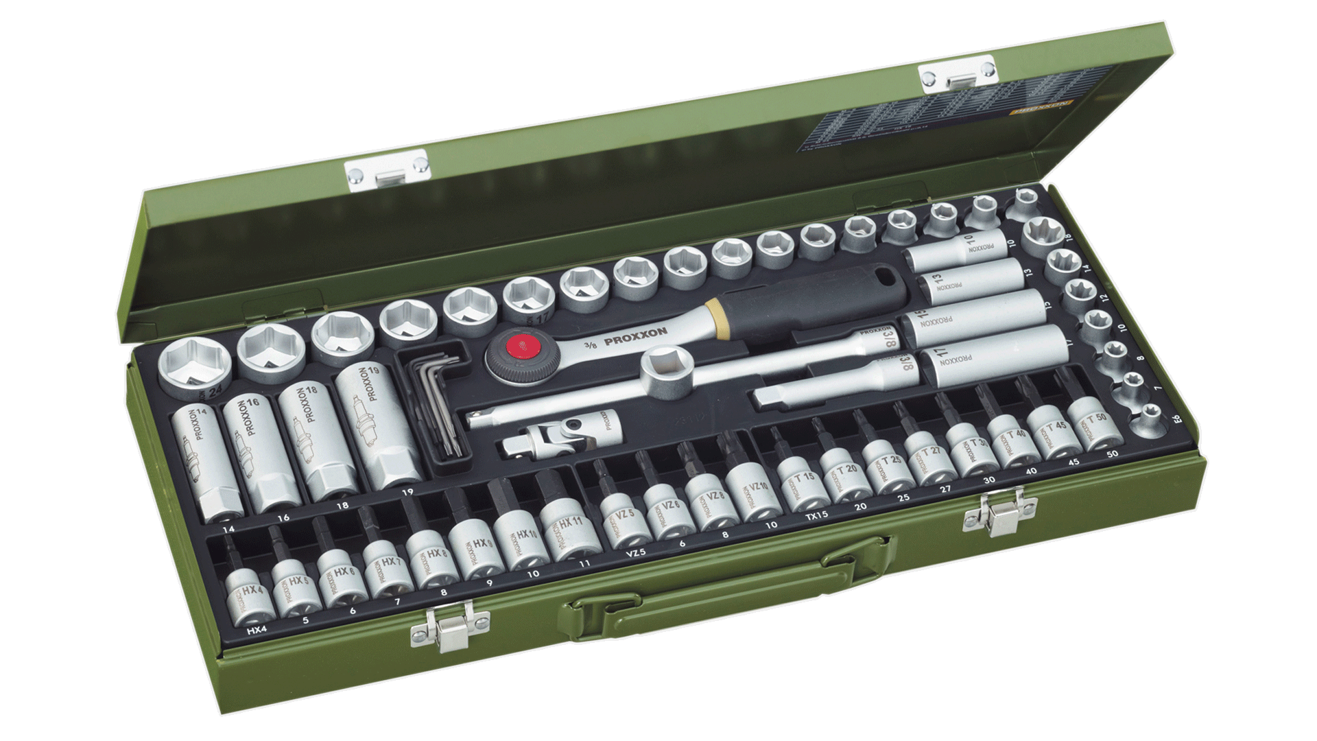 Proxxon — Socket and Ratchet Set, 3/8", 65 pc(s)