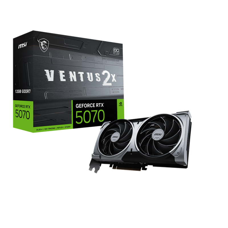 MSI GeForce RTX 5070 12G VENTUS 2X OC, NVIDIA, 12 GB, GDDR7