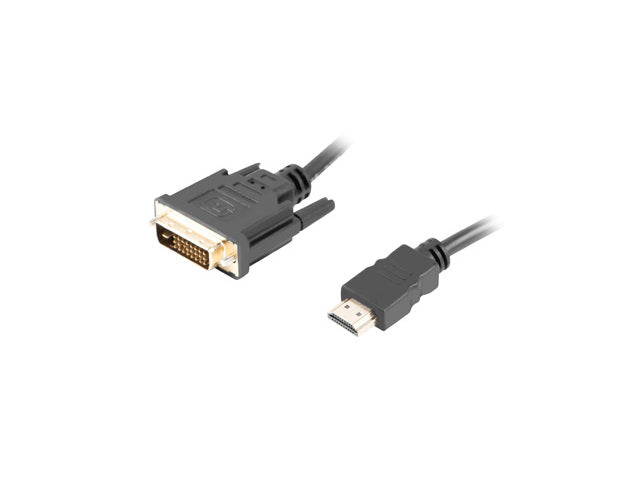 Lanberg CA-HDDV-20CU-0018-BK — HDMI to DVI-D Cable Dual Link with Gold-Plated 4K Connectors, 1.8 m