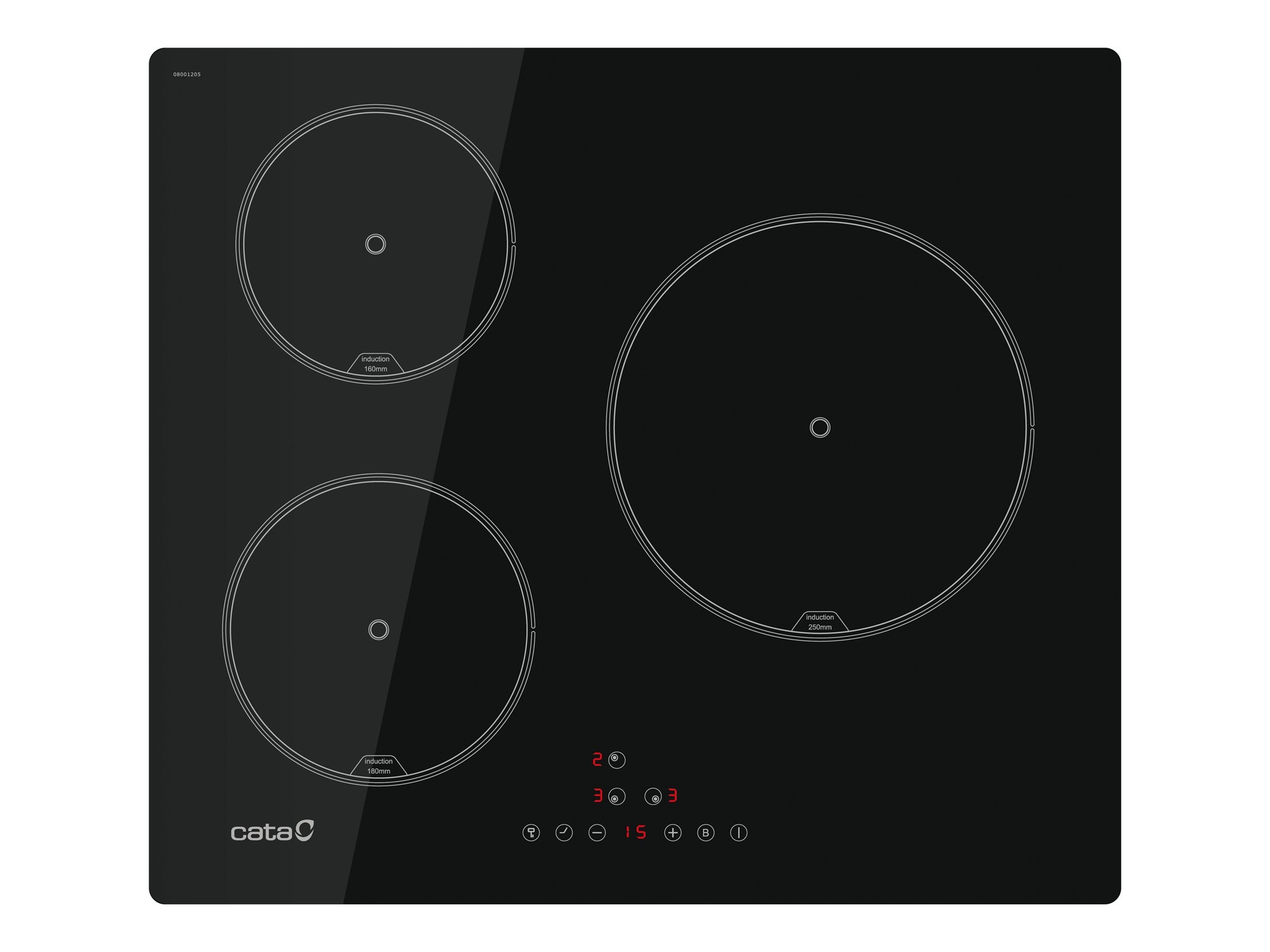 CATA Hob IB 6403E2 BK, Induction, Number of burners/cooking zones 3, Touch