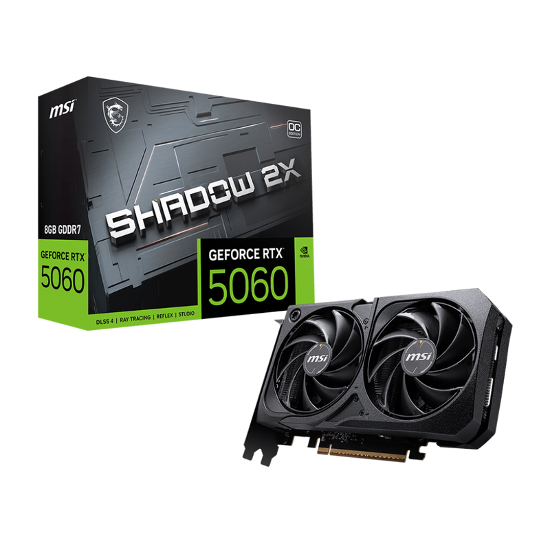 MSI GeForce RTX 5060 8G SHADOW 2X OC Bulk Pack, NVIDIA, 8 GB, GDDR7