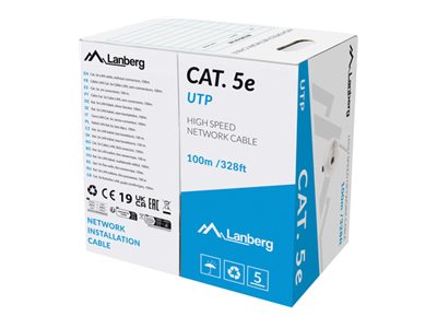 Lanberg LCU5-12CU-0100-S — LAN Cable CAT.5E UTP 100M Solid CU Grey Fluke Passed