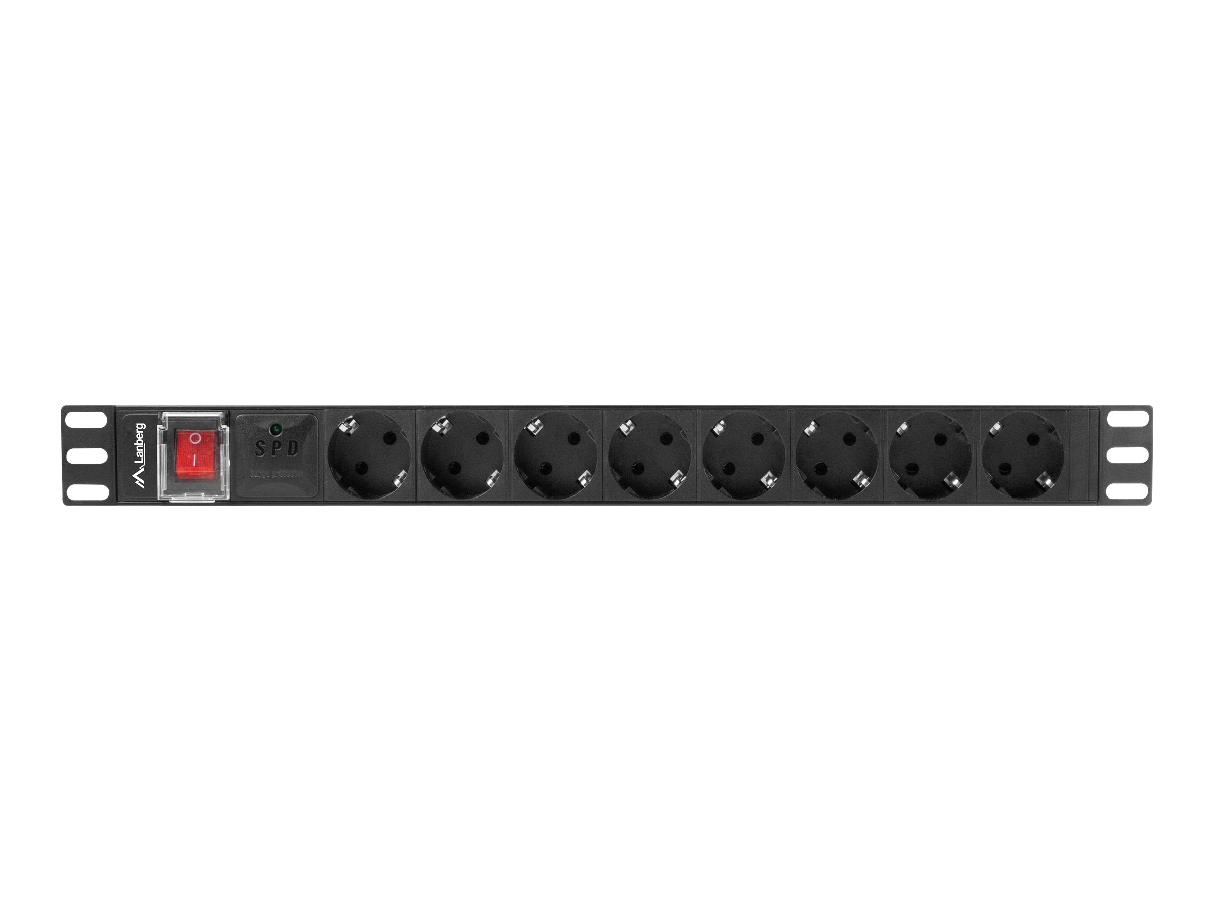 Lanberg PDU-08F-0200-BK — Power Distribution unit (PDU) 19" 1U 16A 2m 8X Schuko oulets