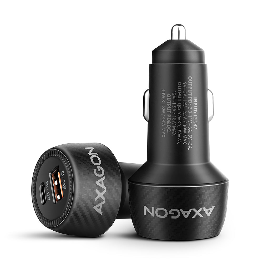 AXAGON PWC-PQ48 — Car charger 48W, USB-A + USB-C, PD3.0/PPS/QC4+/SFC