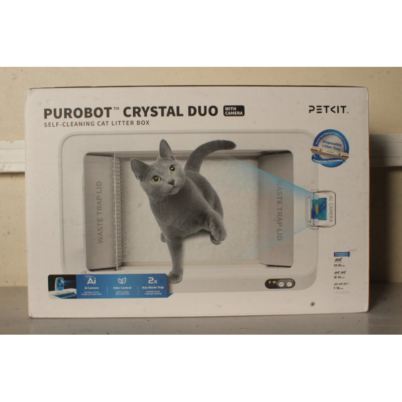 PETKIT Purobot Crystal Duo with Camera Self-Cleaning Cat Litter Box, White, 24 month(s)