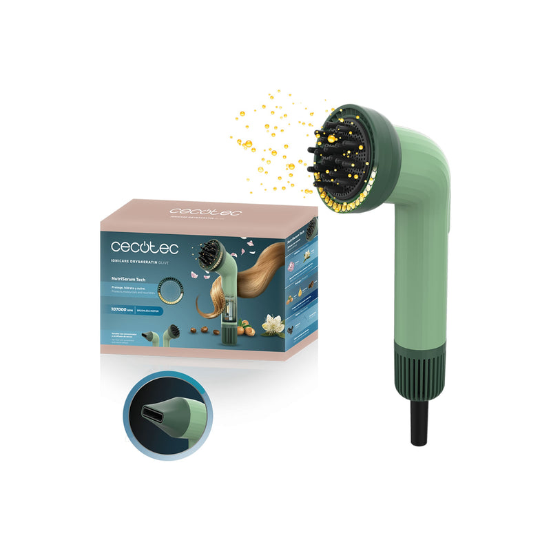 Cecotec IoniCare Dry&Keratin Olive — Hair dryer, 1200 W, Ionic function, Number of temperature settings 1