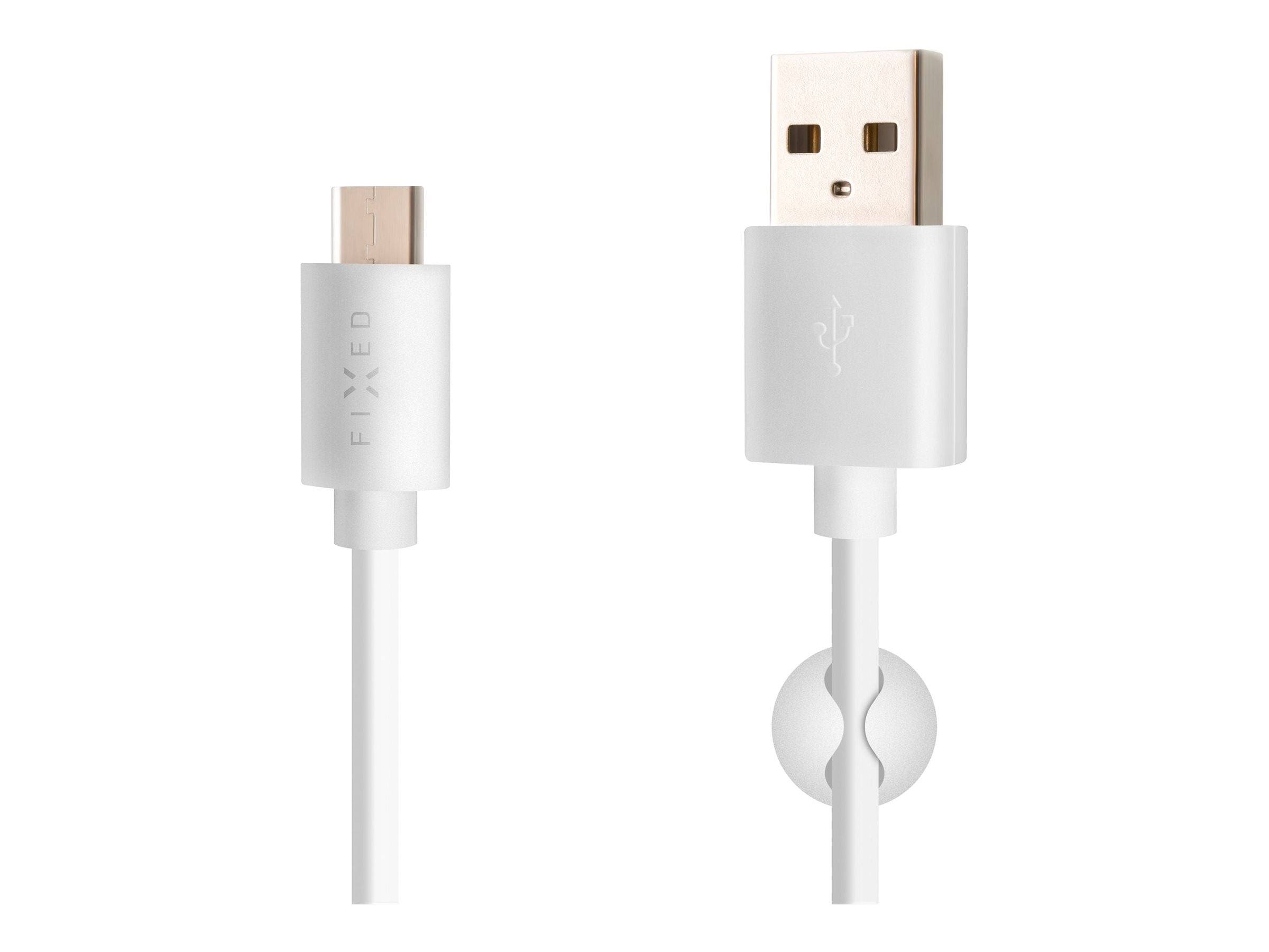 Fixed Data And Charging Cable With USB/USB-C Connectors, White