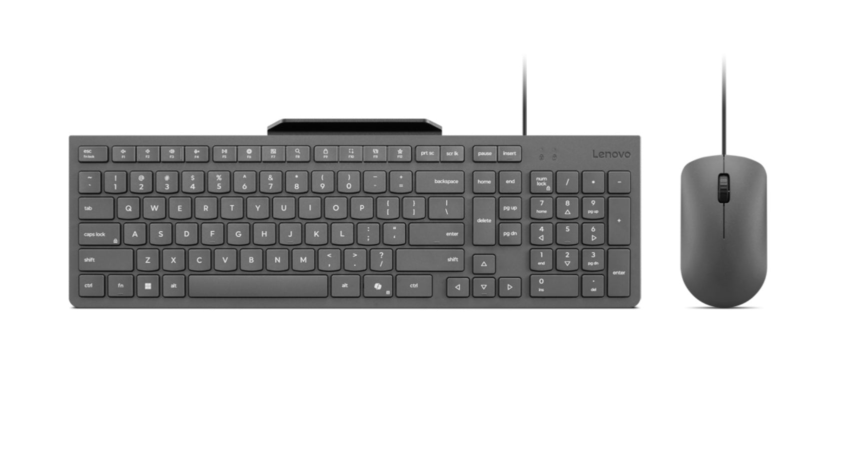 Lenovo 310 USB-A Wired Combo US English, Keyboard and Mouse Set, Mouse included, Luna Grey