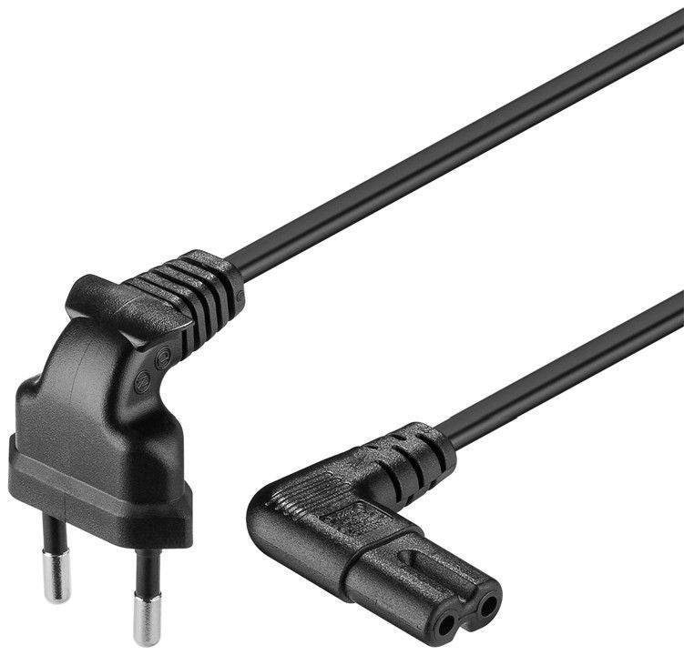 Goobay 97350 Euro connection cord, both ends angled, Black Euro male (Type C CEE 7/16), Device socket C7