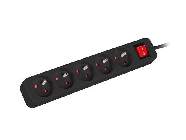 Lanberg PS1-05E-0150-BK — Cable Power Strip, 5X French Outlets with Switch, Quality-Grade Copper, 1.5 m