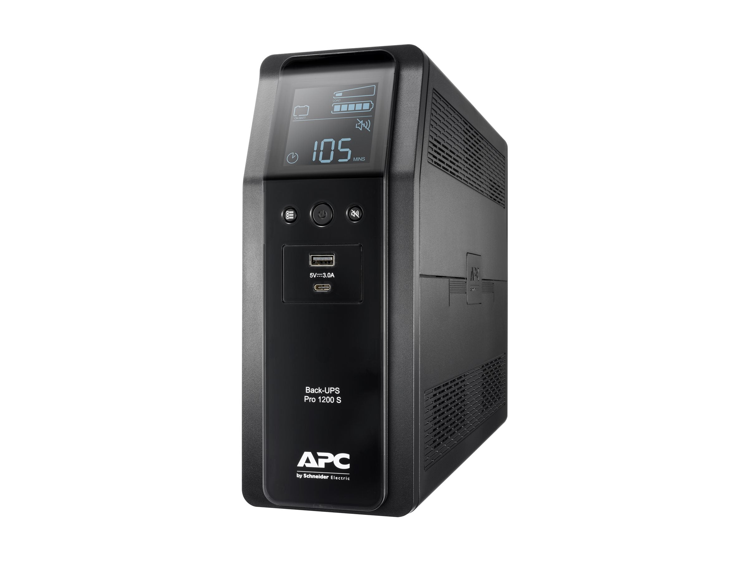 Schneider Electric BR1200SI — APC Back-UPS Pro, tower, 230V, 8x IEC C13 outlets, sine wave, AVR, USB Type A+C ports, LCD, user-replaceable battery, 1200 VA, 720 W