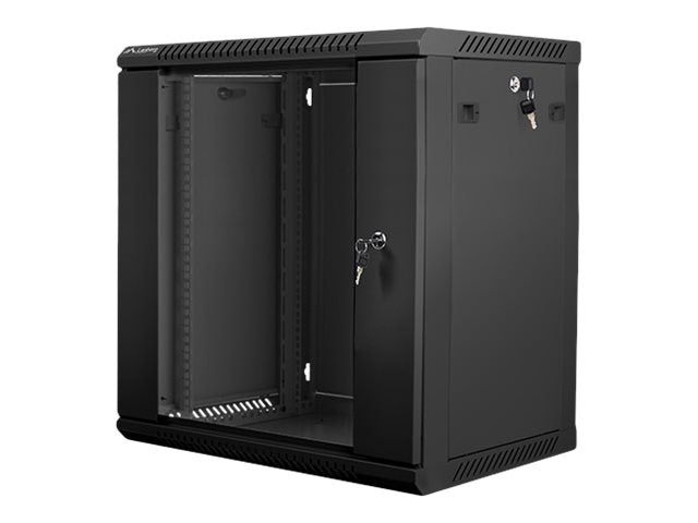 Lanberg WF01-6412-10B — Rack cabinet 19" wall-mount 12U/600x450 (flat pack) with glass door, Black