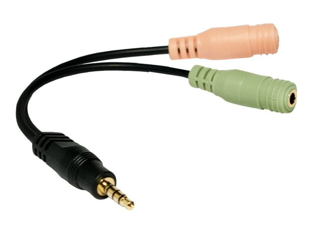 Logilink Audio jack adapter, 4-pin, 3.5 mm stereo male to 2x 3.5mm female, 0.15 m