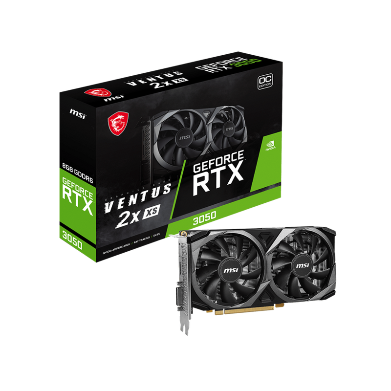 MSI GeForce RTX 3050 VENTUS 2X XS 8G OC, NVIDIA, 8 GB, GDDR6
