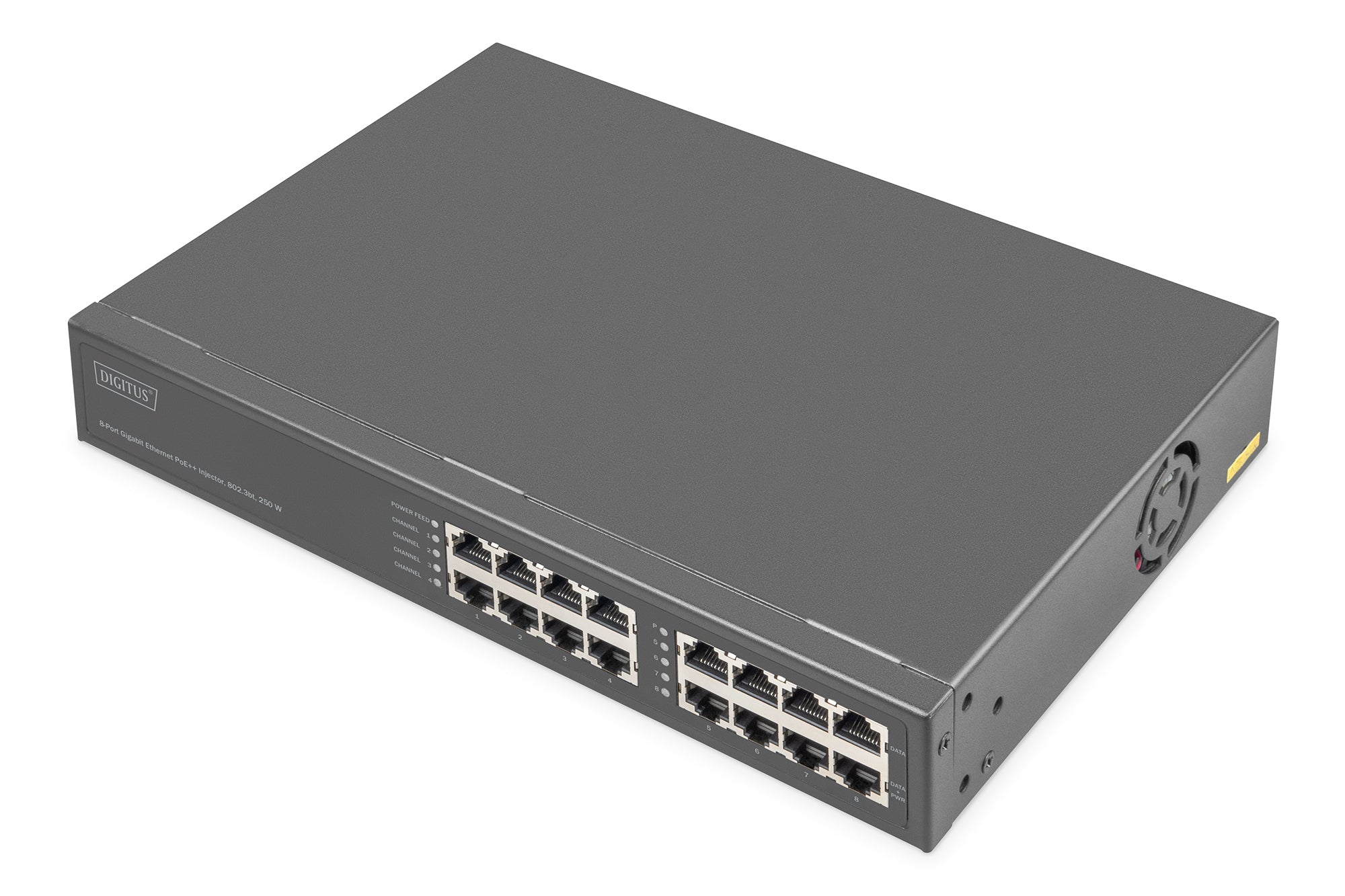 Digitus DN-95118 — 8-Port Gigabit Ethernet PoE Injector, 802.3bt, 250 W