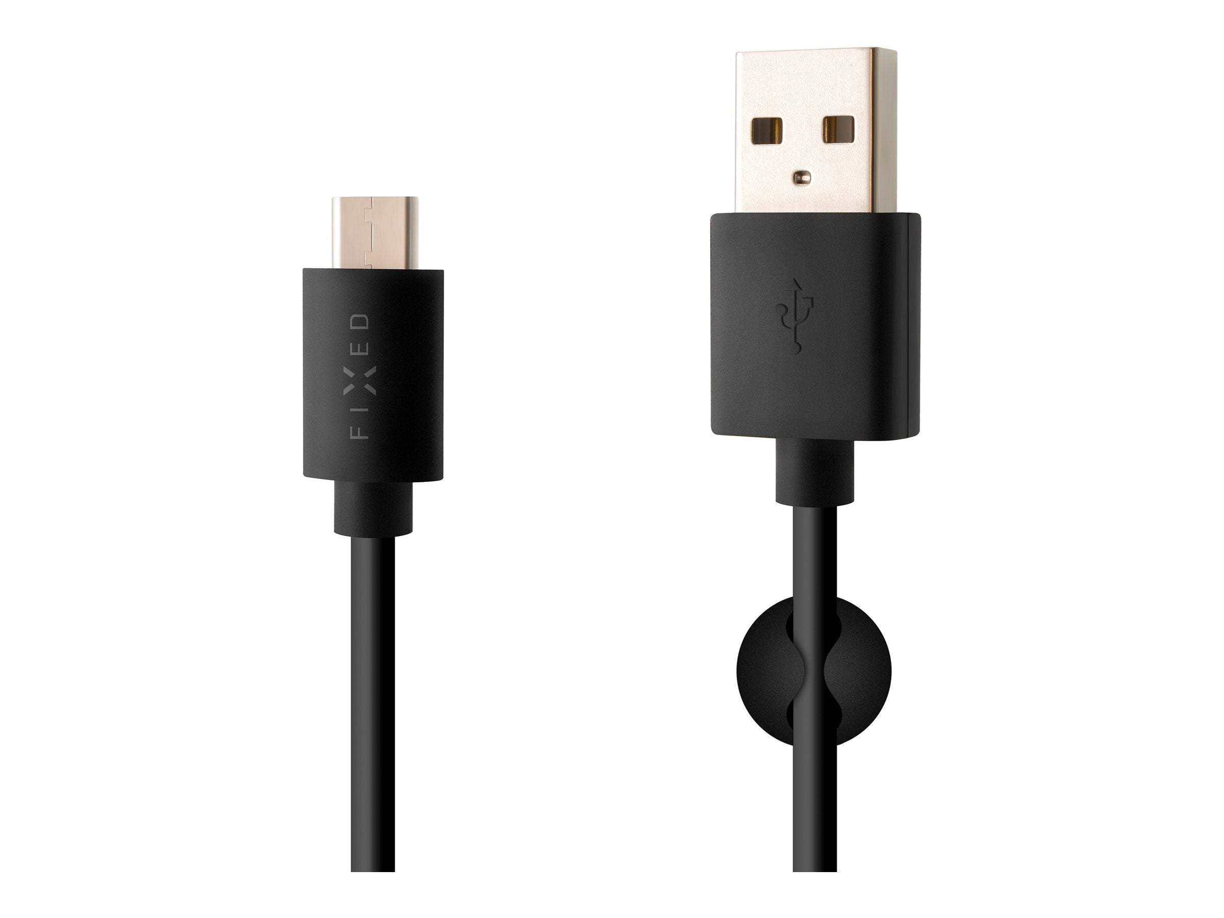 Fixed Data And Charging Cable With USB/USB-C Connectors, Black
