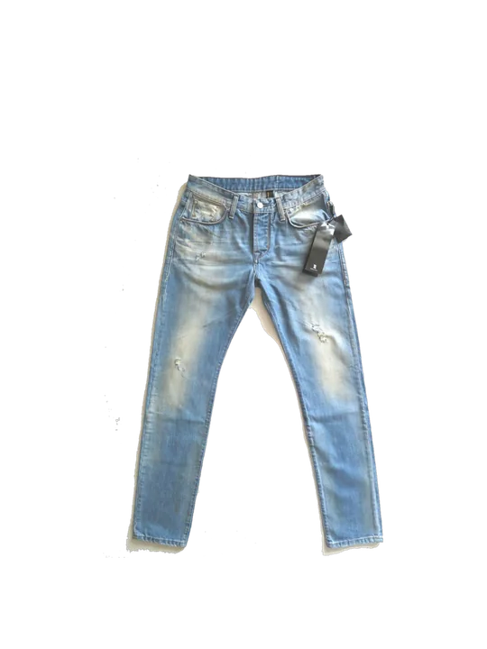 TAKESHY KUROSAWA Men's Distressed Tapered Jeans