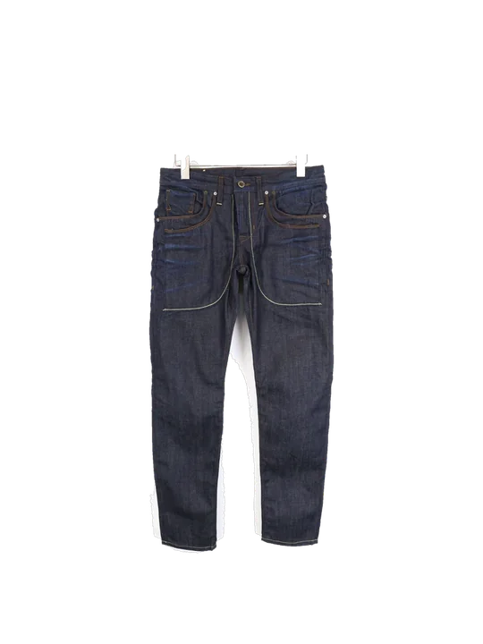 TAKESHY KUROSAWA Men Jeans Regular Fit Dark Blue Pure Cotton Button-Fly